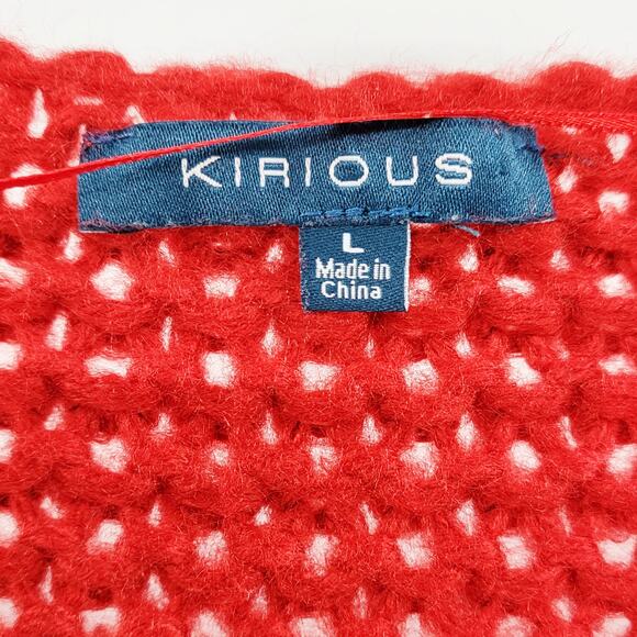 Kirious Red Cable Knit Open-Front Long-sleeve Cardigan Sweater Women's Size L - Picture 4 of 6